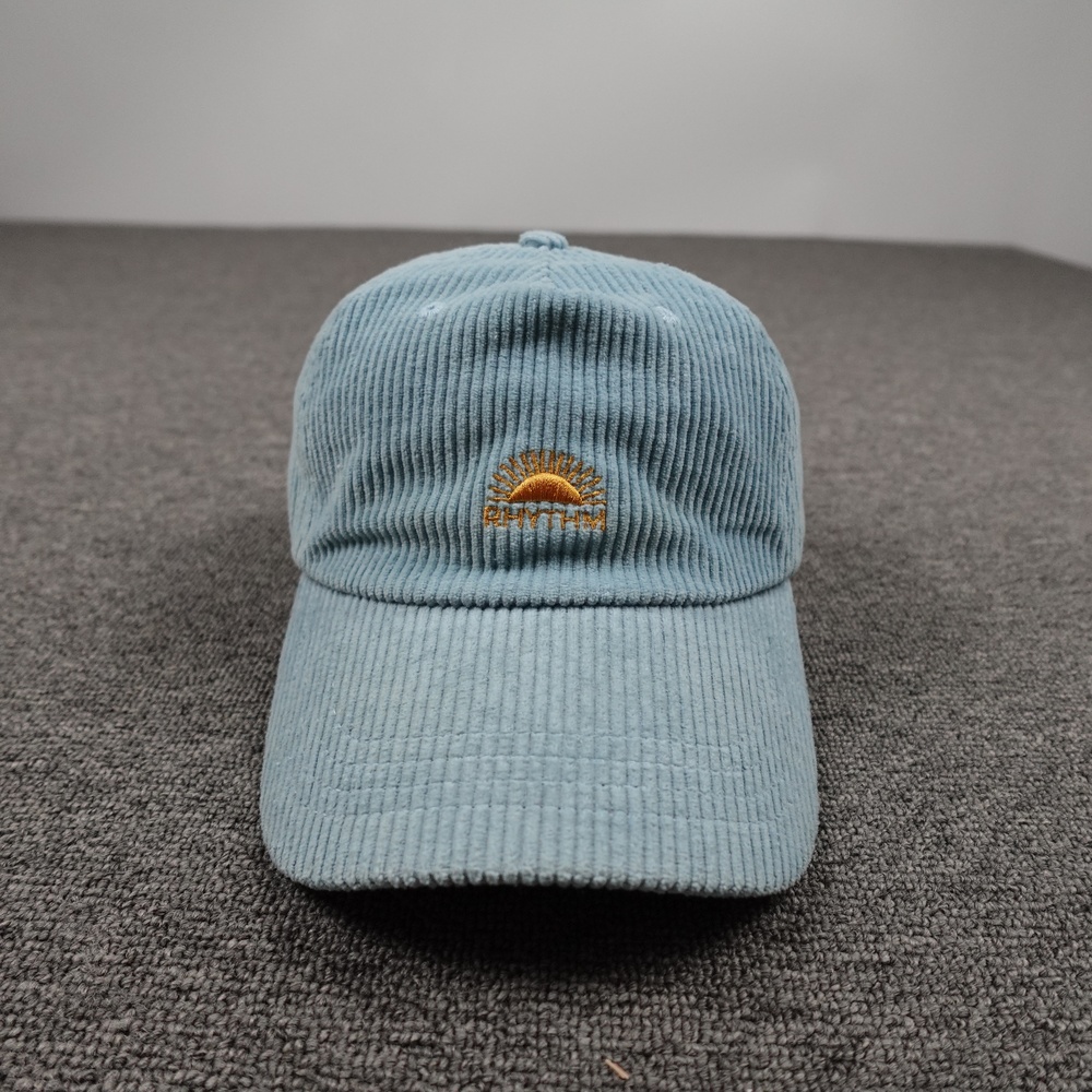 Rhythm Hat Cap Strap Back Mens One Size Blue Corduroy Baseball Sun Logo